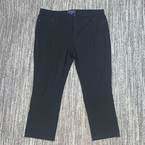 NYDJ Not Your Daughter's Jeans Women's 20W Plus Curvy Fit Black Straight‎ Pants